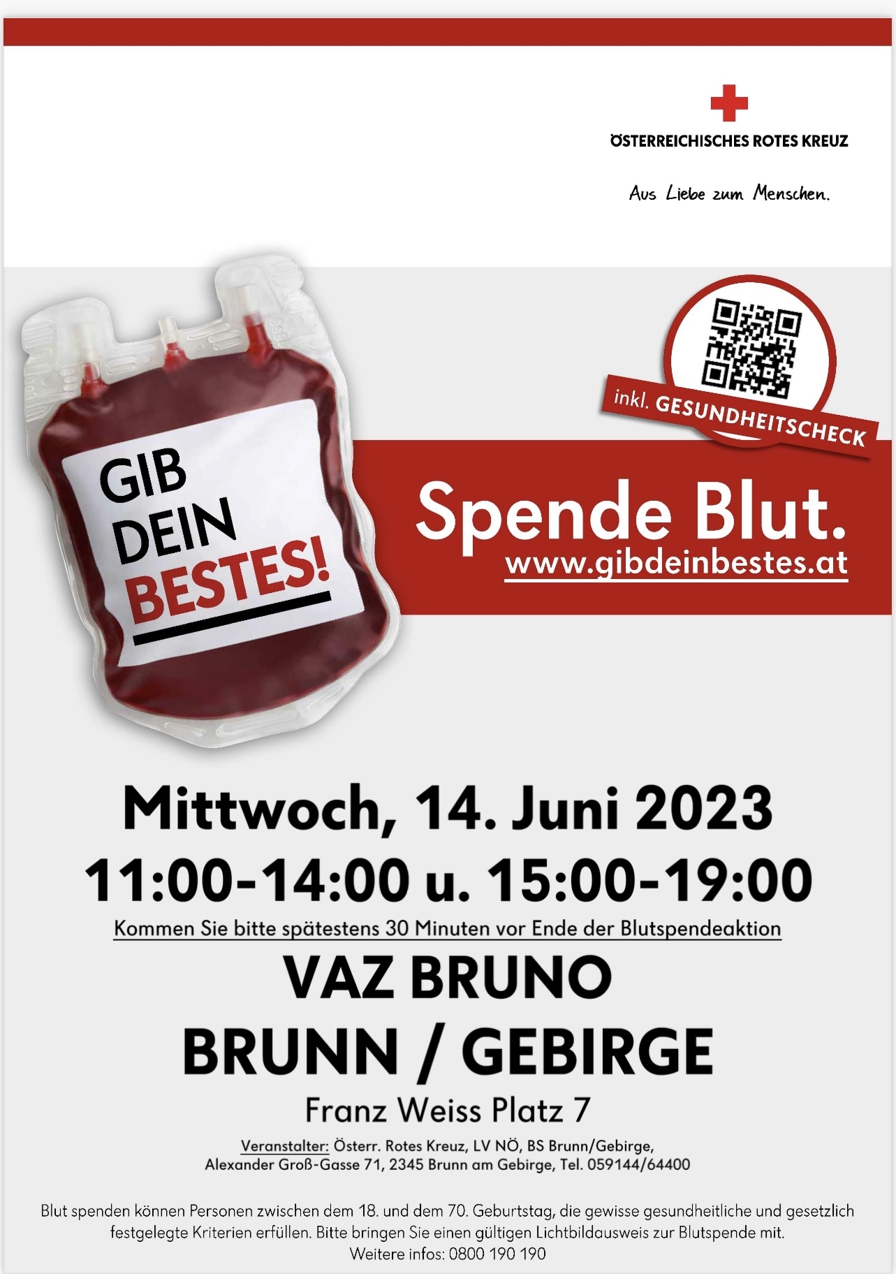 Blutspendeaktion des Roten Kreuzes